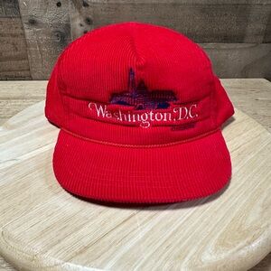 NEW Vintage Red Washington D.C. Corduroy Snapback Trucker Cap One Size